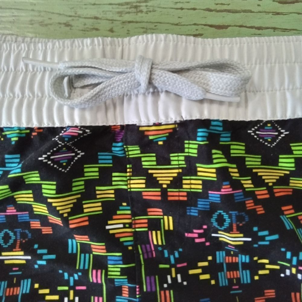 OP Black Neon Aztec Print Women’s Shorts with White Waistband - Picture 7 of 7